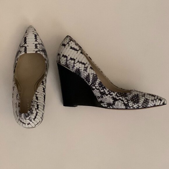 Coach Orchard black & white snake skin wedge heels women's size 9.5 B - Picture 3 of 9